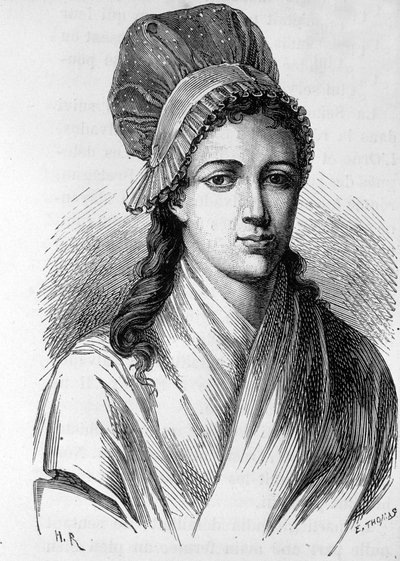 Porträtt av Charlotte Corday (1768 - 1793) - i "" The History of France"" av Henri Martin av French School
