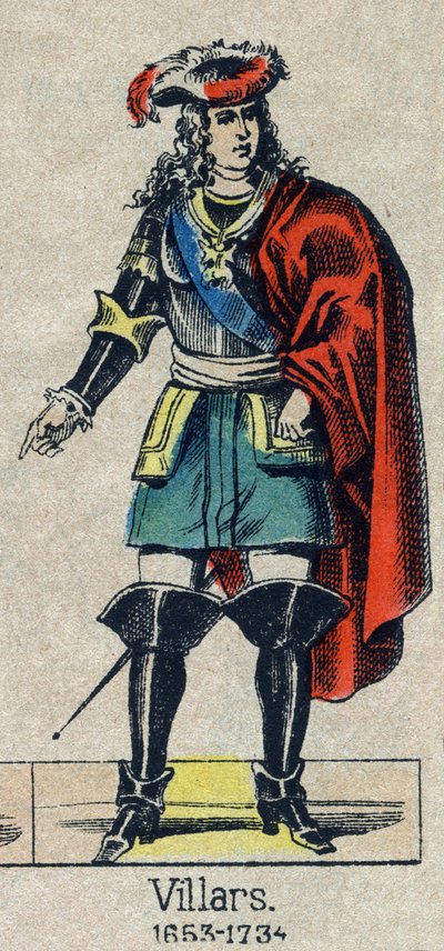 Porträtt av Claude Louis Hector de Villars (1653-1734), marechal av Frankrike. Bild på Epinal från slutet av 1800-talet. av French School