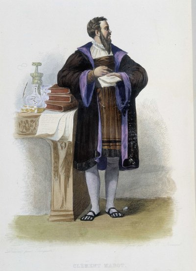 Porträtt av Clement des Marets dit Marot, fransk poet (1496-1544) - i "" Le Plutarque francais "", Ed. Mennechet av French School