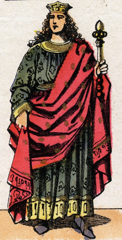 Porträtt av Clotaire (Clothaire) II (584 - 628), kung av Neustrien och kung av frankerna. av French School