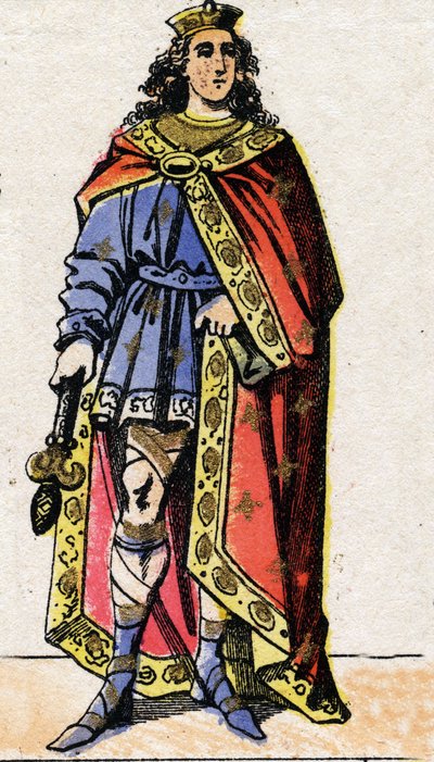 Porträtt av Clovis II, frankernas kung (v.633-657). av French School