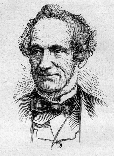 Porträtt av Desire Nisard (1806-1888), fransk essäist och akademiker. Gravyr i "" Le Monde Illustré"" nr 883 av 14 mars 1874. av French School