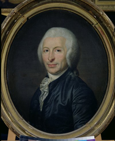 Porträtt av doktor Joseph-Ignace Guillotin (1738-1814) (olja på duk) av French School