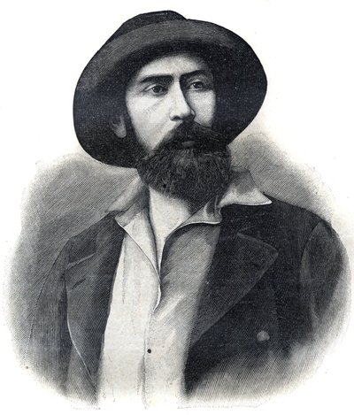 Porträtt av doktor Noel Eugene Ballay (1847-1902), fransk upptäcktsresande och kolonialadministratör, den andre generalguvernören i Franska Västafrika (AOF eller A.O.F.) Gravyr 1902. Privat samling. av French School