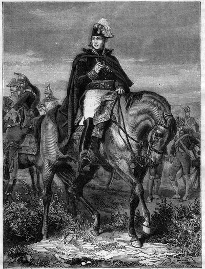 Porträtt av Edouard Adolphe Casimir Joseph Mortier, hertig av Treviso (1768-1835), marskalk av Frankrike - i "History of the empire following the history of the consulat" av Adolphe Thiers - 1879 - privat samling av French School