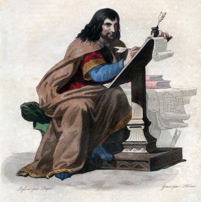 Porträtt av Einhard (Eginhard, Einhart, Einard, Einhard) (775-840), frankisk lärd och hovman. av French School