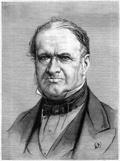 Porträtt av Elie de Beaumont (1798-1874), fransk geolog. Gravyr i "" Le Monde Illustré"" nr 912 den 3 oktober av French School