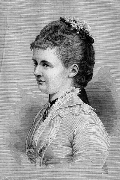 Porträtt av Emma de Waldeck Pyrmont (Waldeck-Pyrmont) (1858-1934), drottning av Holland. Gravyr i "Le Monde Illustré" nr 1139 den 25 januari av French School