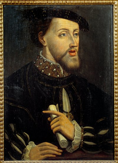 Porträtt av kejsar Karl V (1500-1558). Anonym målning av den franska skolan. 1500-talet. Chantilly musée Conde av French School