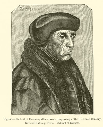 Porträtt av Erasmus (gravyr) av French School