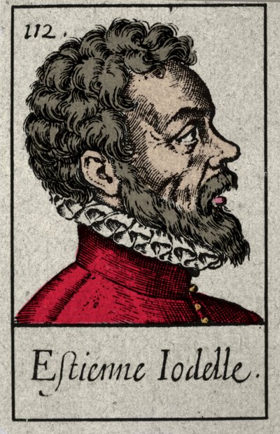 Porträtt av Etienne Jodelle (1532-1573), fransk poetmedlem i Plejadrörelsen. Gravyr av 1800-talet. av French School