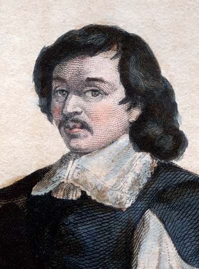 Porträtt av Eustache Le Sueur eller Lesueur (1617-1655), fransk målare. av French School