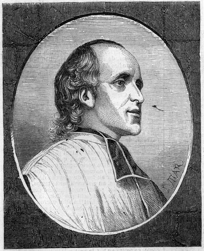 Porträtt av fader Delacroix de Ravignan (1795-1858), fransk jesvit. Gravyr i "Le Monde Illustré" "n ° 47 av 6 mars 1858. av French School