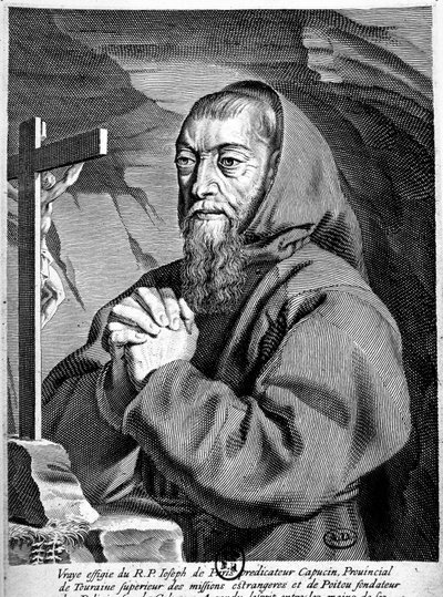 Porträtt av fader Joseph (1577-1638), predikant hos kapucinerna. av French School