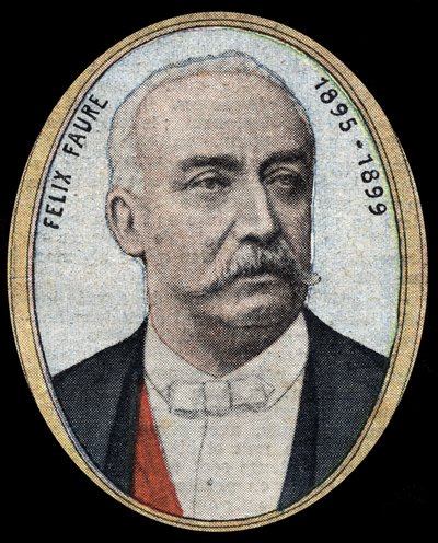 Porträtt av Felix Faure (1841-1899), industriman och politiker, moderat republikan, han blev republikens president från 1895 till 1899. av French School