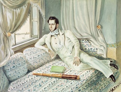 Porträtt av Ferdinand de Lesseps vid tiden för hans vicekonsul i Alexandria, ca 1832 (wc på papper) av French School