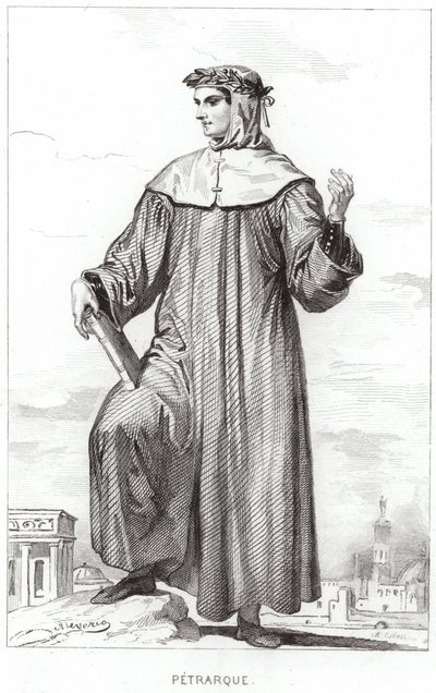 Porträtt av Francesco Petrarch av French School