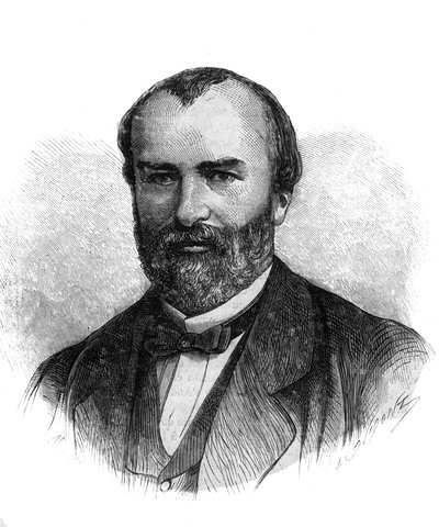 Porträtt av Francois-Saturnin-Leonide Babaud-Laribiere (Francois Saturnin Leonide Babaud Laribiere) (1819-1873) Fransk politiker och frimakon - Gravyr från 1870 av French School