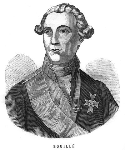 Porträtt av Francois Claude Amour, Marquis de Bouille (1739-1800), fransk general. Gravyr i "Les Illustrations De L