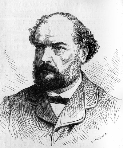 Porträtt av Francois Desire Bancel (1822-1871), fransk politiker. Gravyr i "" Den illustrerade världen"" nr 634 av 5 juni av French School