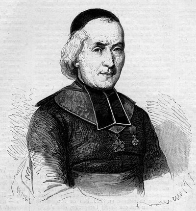 Porträtt av Francois Joseph Le Brotier (1799-1885), biskop av Montpellier. Gravyr i "" Den illustrerade världen"" nr 237 av 26 oktober av French School