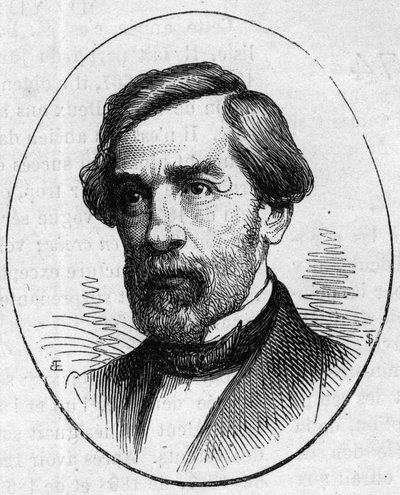 Porträtt av Francois Jouffroy (1806-1882), fransk skulptör. Gravyr i "" Le Monde Illustré"" nr 890 av 2 maj 1874. av French School