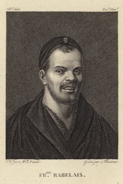 Porträtt av Francois Rabelais av French School
