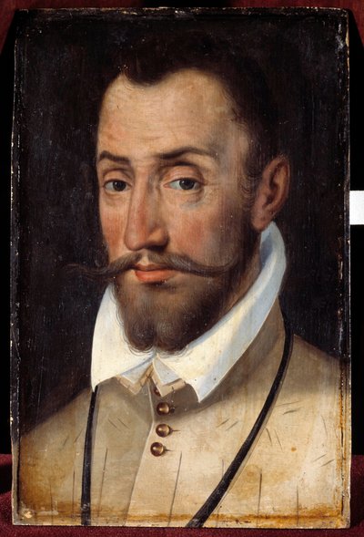 Porträtt av Francois de Coligny, herre av Andelot, generalöverste för infanteriet (1521-1569) Målning av den franska skolan av French School