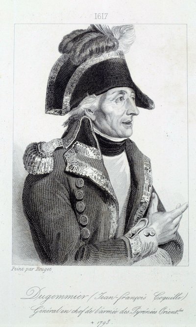 Porträtt av general Dugommier (1738-1794) befälhavare för nationalgardet på Martinique 1790 Gravyr av 1800-talets Chartres musee des Beaux Arts av French School