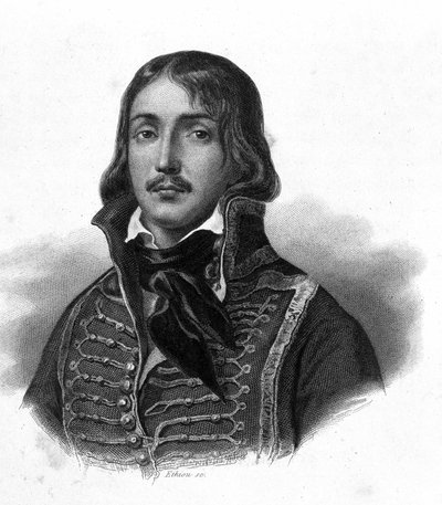 Porträtt av general Francois Severin Marceau Desgraviers, dit Francois (1769 - 1796) - i "Franska revolutionen" av Thiers. 1800-talet av French School