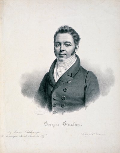 Porträtt av George Onslow (1784-1853) graverad av C. Constance av French School