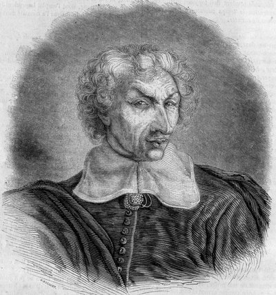Porträtt av Gui (Guy) Patin (1601-1672), fransk läkare och författare. Gravyr av Bocour i "" Le Magasin pittoreska"" av French School
