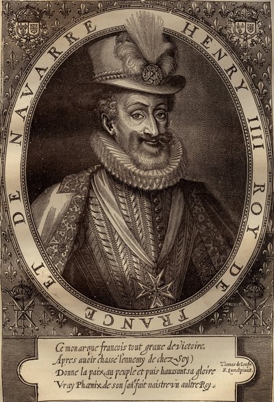Porträtt av Henrik IV (1553-1610) Kung av Frankrike - Porträtt av Henrik IV (1553-1610) Kung av Frankrike - gravyr 1600-talet av French School