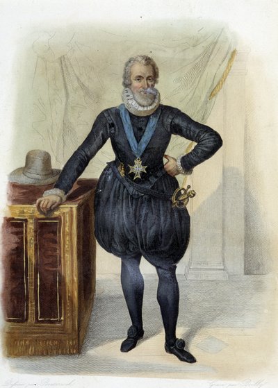 Porträtt av Henrik IV, kung av Frankrike (1553-1610) - i "" Le Plutarque francais", Ed. Mennechet av French School