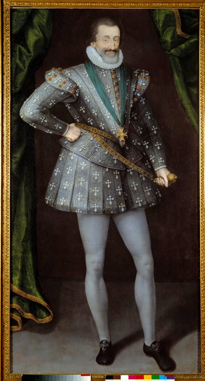 Porträtt av Henrik IV, kung av Frankrike (1553-1610), anonym målning från 1600-talet. Grenoble, Musee Des Beaux Arts. - Porträtt av Henrik IV, kung av Frankrike (1553-1610). Anonym målning från 1600-talet. Beaux-Arts Museum, Grenoble, Frankrike av French School