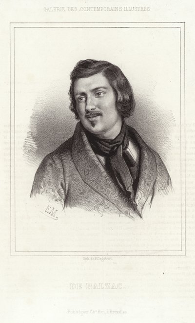 Porträtt av Honoré de Balzac av French School