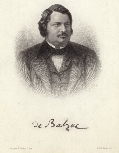 Porträtt av Honoré de Balzac av French School