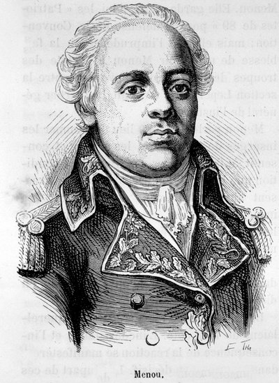 Porträtt av Jacques Francois Menou, Baron de Boussay, fransk general (1750-1810) - i "" Frankrikes historia"" av Henri Martin av French School