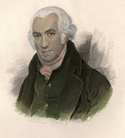 Porträtt av James Watt (1736-1819), skotsk ingenjör och mekaniker. i "" Portraits des Hommes Useful" av French School