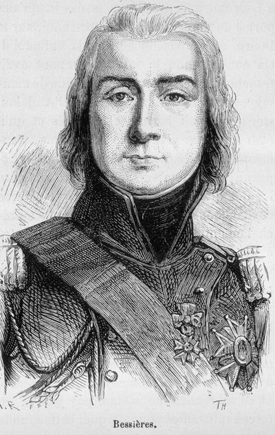 Porträtt av Jean Baptiste Bessières, hertig av Istrien, marskalk av Frankrike (1768 - 1813), dödad på tröskeln till slaget vid L¿tzen - i "The History of France" av Henri Martin av French School