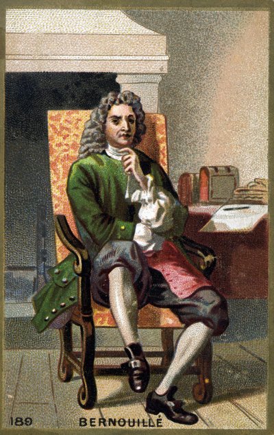 Porträtt av Jean Bernoulli (Johann Bernouilli) (1667-1748) Kromolitografi från slutet av 1800-talet. av French School