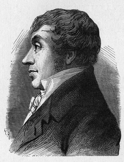 Porträtt av Jean Marie Joseph (Jean-Marie-Joseph) Coutelle (1748-1835), befälhavare för militära aerostiers under republiken - i "" Vetenskapens album; berömda vetenskapsmän; Stora upptäckter””” 1896 av French School
