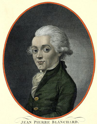Porträtt av Jean Pierre (Jean-Pierre) Blanchard (1753-1809), fransk flygfarare. av French School