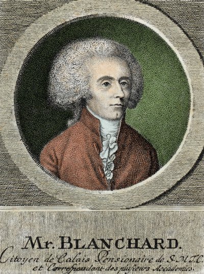 Porträtt av Jean Pierre (Jean-Pierre) Blanchard (1753-1809), fransk flygfarare. av French School