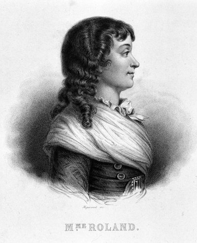 Porträtt av Jeanne Marie eller Manon Philipon, Madame Roland (1754 - 1793) - i "" Revolution francaise"" av Thiers av French School