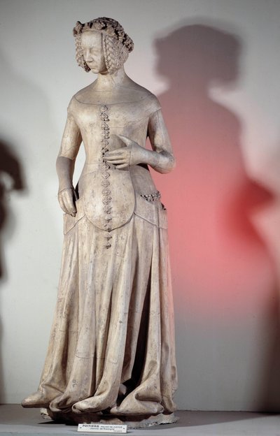 Porträtt av Jeanne de Boulogne, hustru till hertigen av Berry (1340-1416) Skulptur från 1385 från Justitiepalatset i Poitiers. Paris, Museum of Monuments engelska av French School