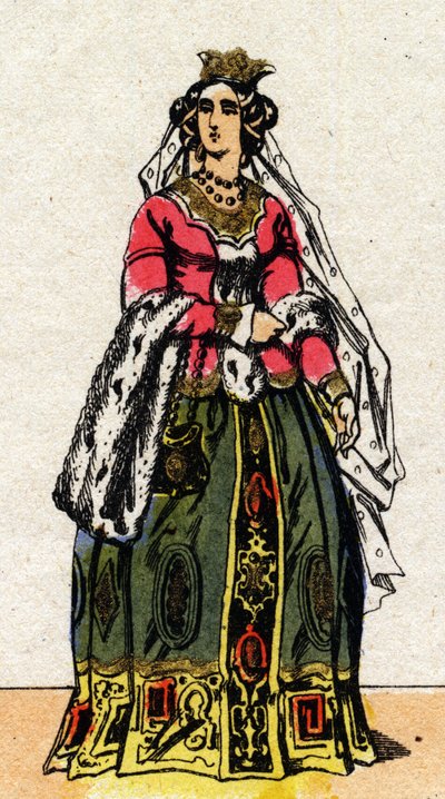Porträtt av Jeanne de Bourbon (1337-1378), fru till Karl V av Frankrike. av French School