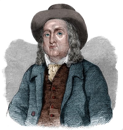 Porträtt av Jeremy Bentham (1748-1832), engelsk filosof, ekonom och teoretisk jurist. av French School