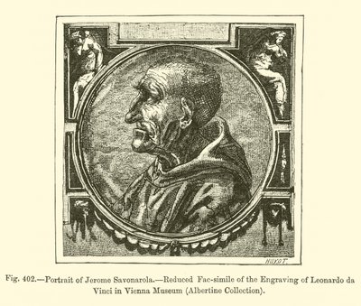 Porträtt av Jerome Savonarola (gravyr) av French School