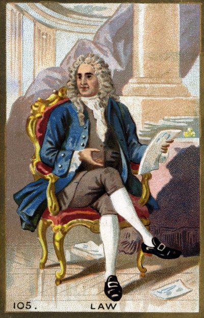 Porträtt av John Law (1671-1729). Kromolitografi från slutet av 1800-talet. av French School